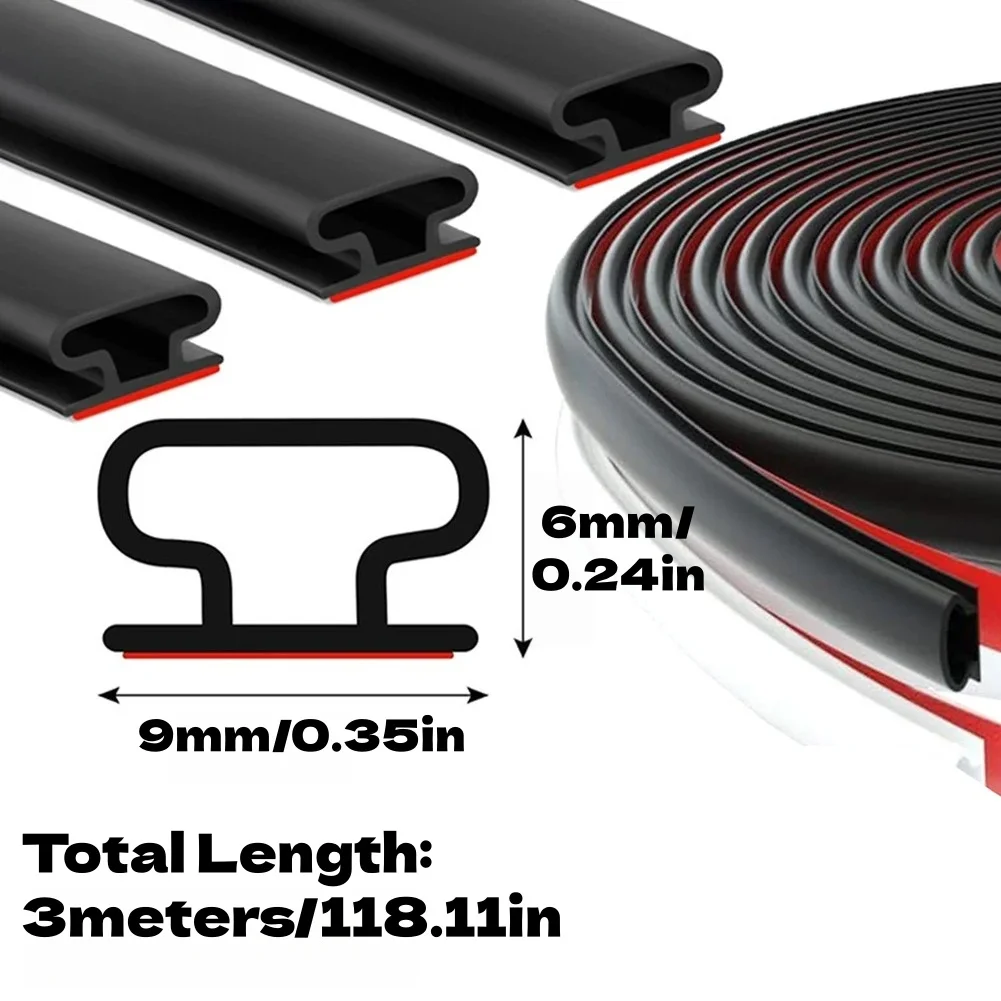 1PC 118.11in Soundproofing Weather Stripping  Windproof Door Frame Insulation Self-adhesive D-Shape Door Seal Strip Household