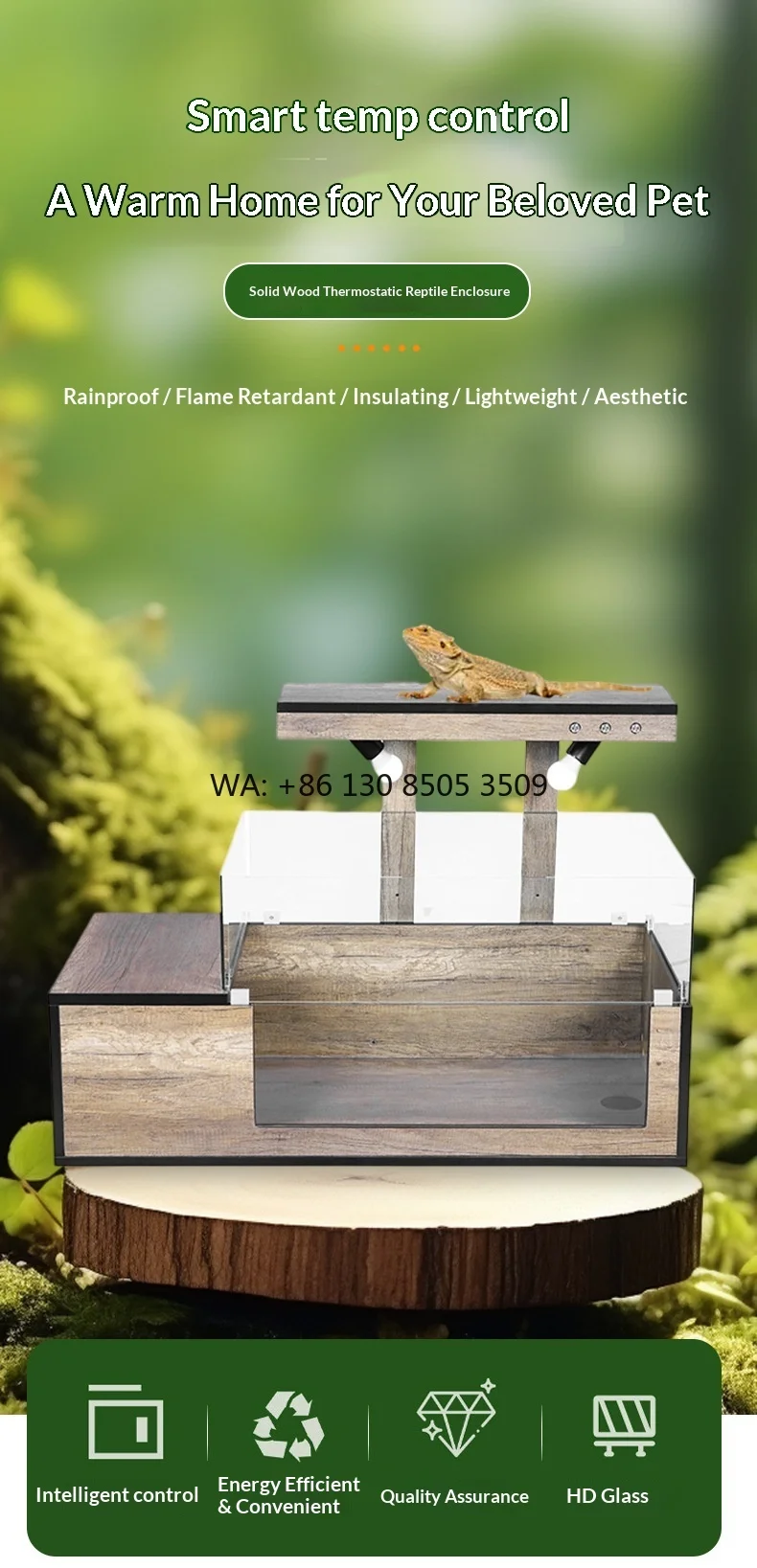 

Custom Open Top Extra Tall Smart Thermostat Glass Wooden Reptile Enclosure Insulated Breeding Box Manufacturer