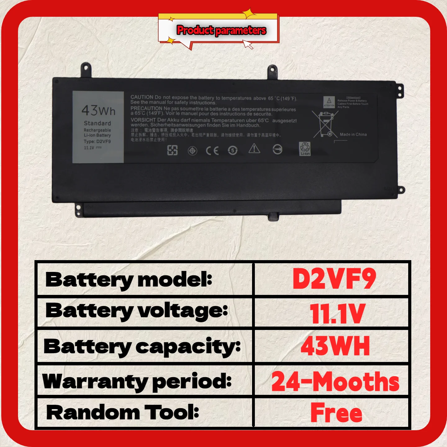 Grosir Dan Eceran ❗ ❗ ❗   Baterai D2VF9 untuk Dell Inspiron 15 7547 7548 7549 Vostro 14 5459 0PXR51 PXR51 4P8PH YGR2V 0YGR2V