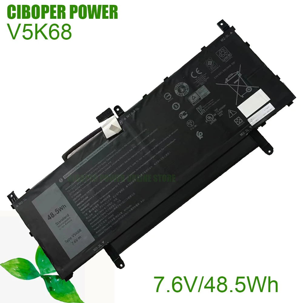 CP Laptop Battery V5K68 TVKGH N2NLL HYMNG N7HTO 7.6V/48.5Wh For Latitude 9510 2-in-1 Latitude 9510 9520 Series Notebook