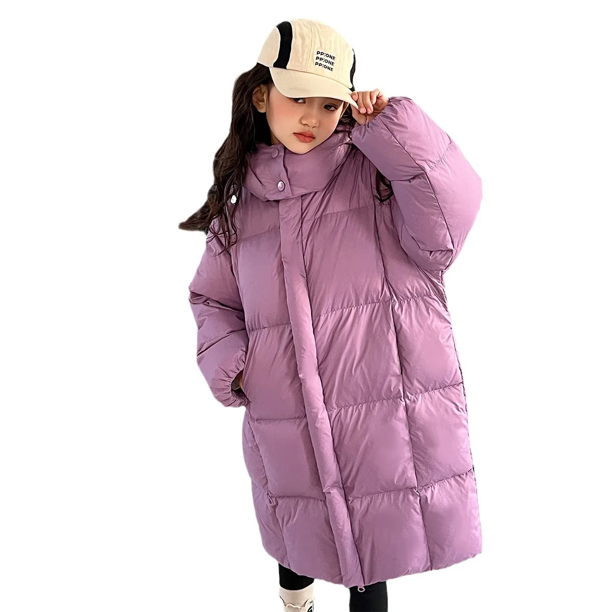 Girls Down Cotton Jacket New Winter Mid-length Hooded Coat Thicken Warm  Children\'s Outerwear Parkas Kids Clothing