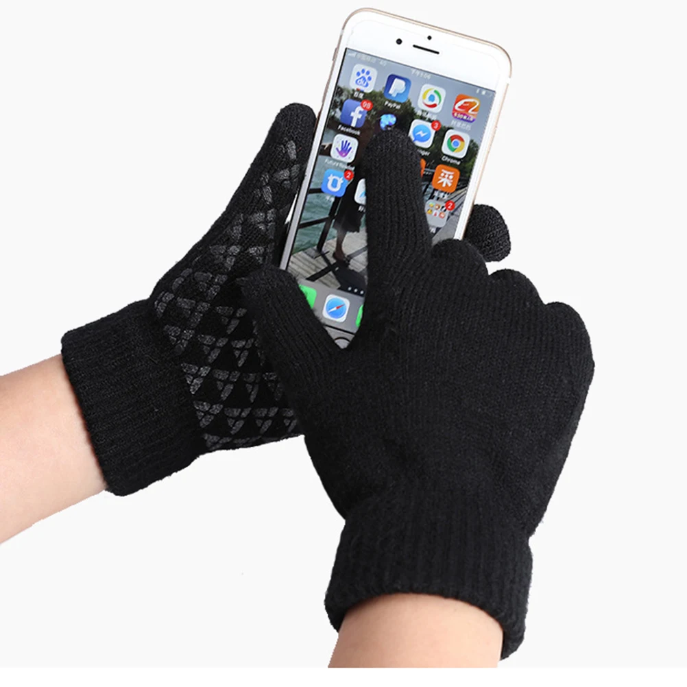 

Thicken Knitted Gloves Anti Slip Gloves For Men for Men Screen Touch Anti slip Winter Outdoor Cold Weather Protection