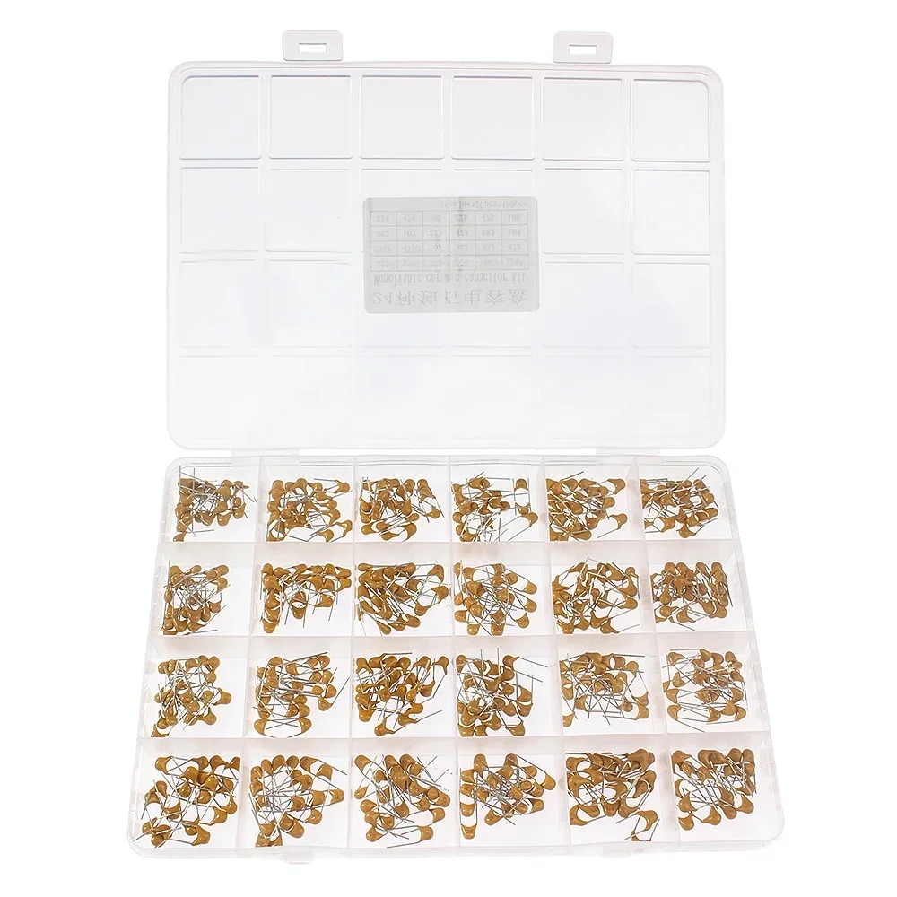 480PCS/box 50V Monolithic Ceramic Capacitor Assortment Kit 10pF-10uF Capacitor 24 Values Capacitor Sample Kit