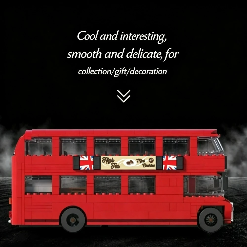 ヴィンテージ風ロンドンの二階建てバスブロック。クラシックなイギリス車両を再現。diy組み立て式で、展示用としても最適。お子様から大人まで楽しめるギフト。レゴと互換性があります。