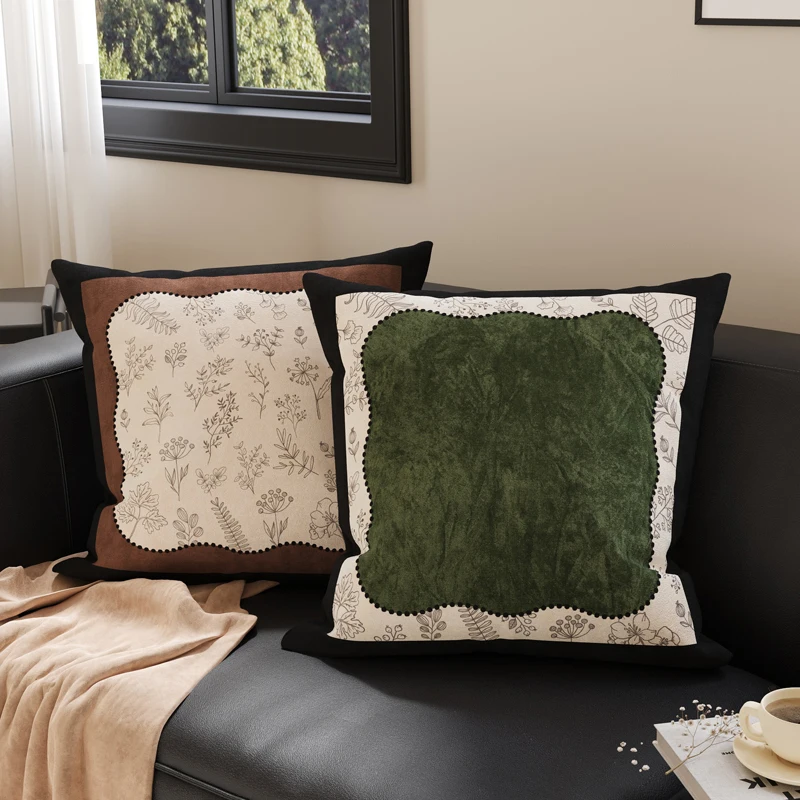 Green Vintage Style Pillow Cushion Cover with Core New Model Bed Head Pillow Backrest Pad Car Load Home Decor Square Pillow