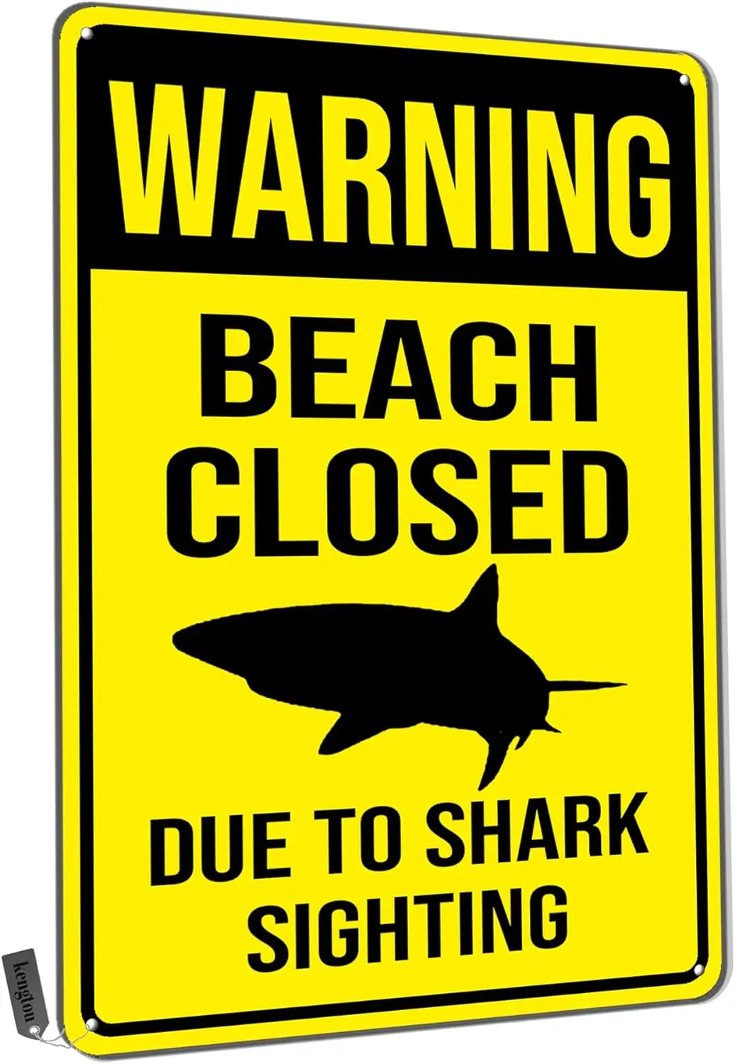 Warning Tin Signs,Warning Beach Closed Due to Sighting Metal Tin Sign for Men Women,Wall Decor for Bars,Club, Restaurants,Cafes