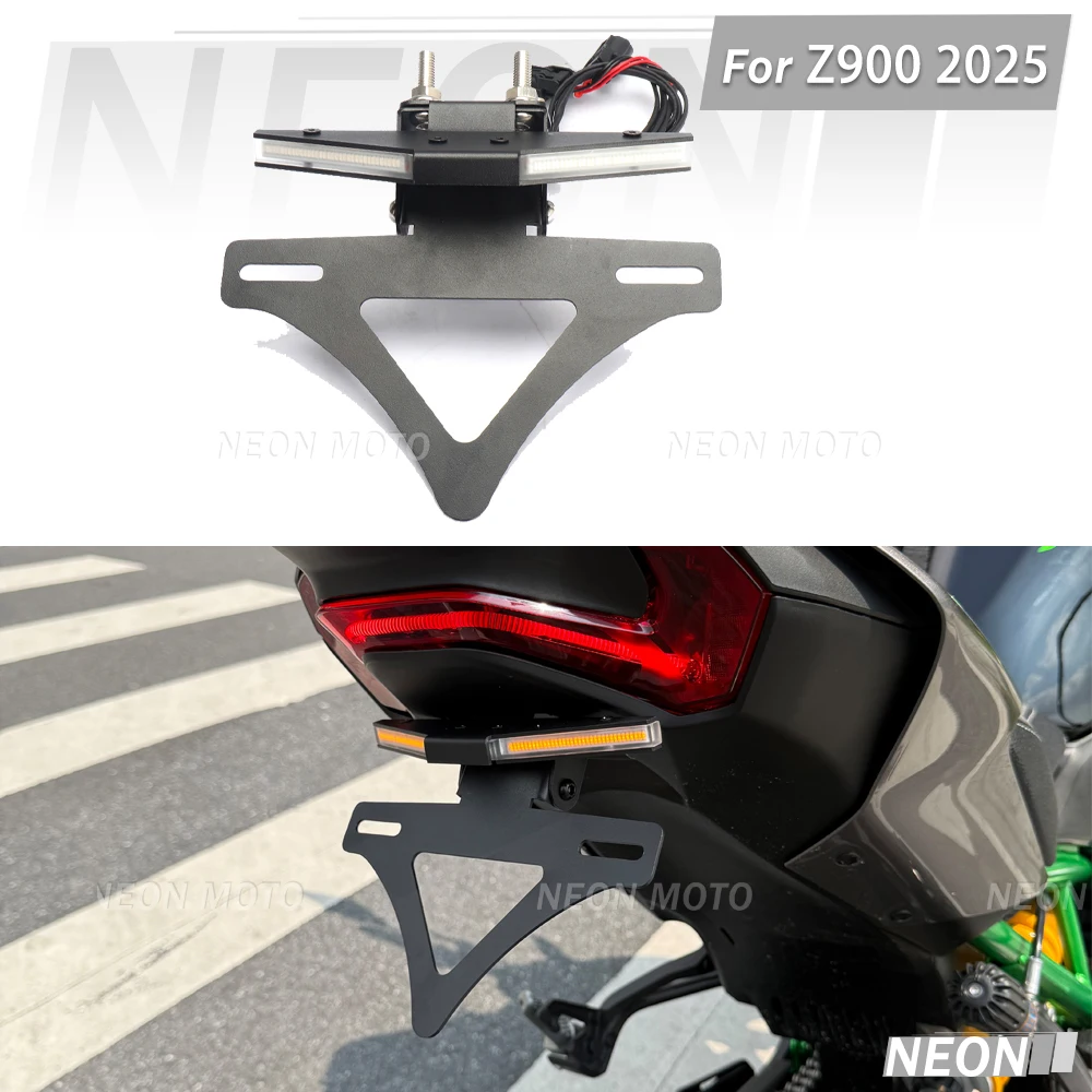 

New Motorcycle Brake Turn Signals Integrated LED Lights License Plate Bracket For Kawasaki Z900 2025