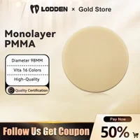 Lodden Dental PMMA monocapa 98MM para Material de laboratorio Dental preshade disco de resina monocromática CAM/CAD VITA 16 materiales de dentista de Color