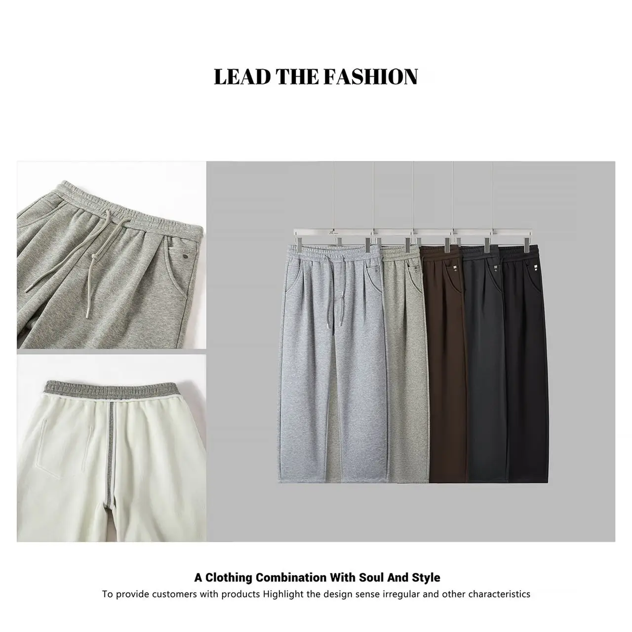 

Утепленные вязаные свободные прямые спортивные брюки в городском стиле для мужчин, осенне-зимняя новинка