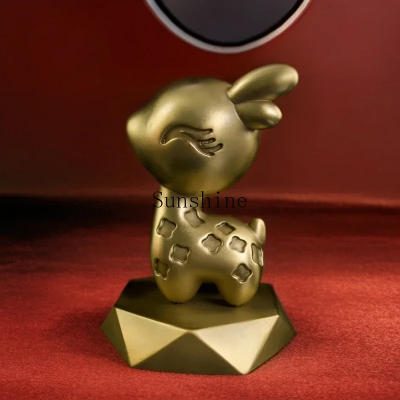 

Pure brass deer high-end car ornament cute safe center console new car men's car crafts simple