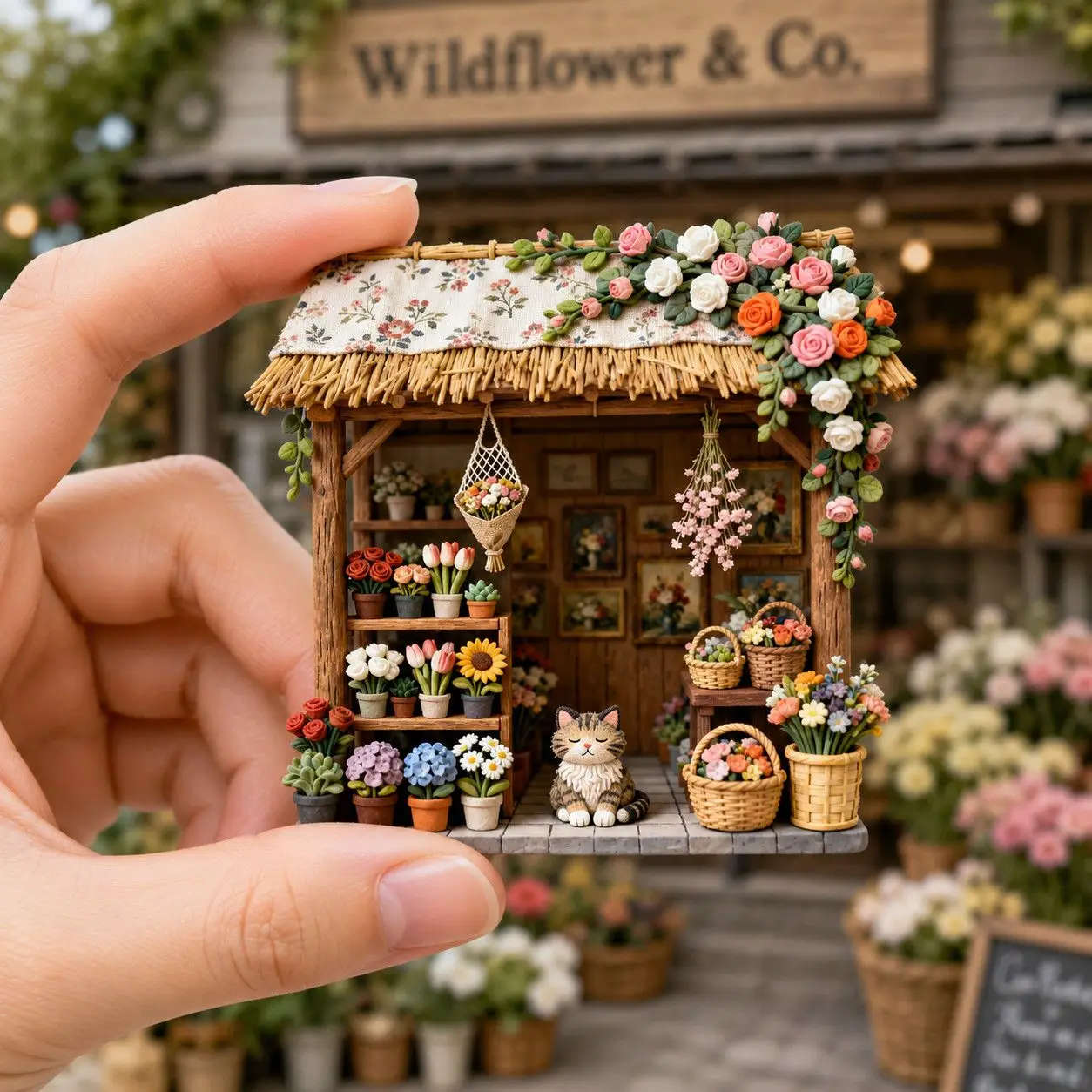 Resin three-dimensional relief magnetic suction refrigerator sticker creative countryside flower shop refrigerator decoration