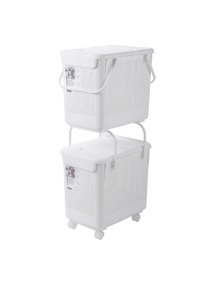 Household bathroom laundry with lid dirty Clothes storage rack basket