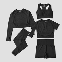 2/3/5PCS Seamless Women Yoga Set Workout Sportswear Gym Clothing Fitness Long Sleeve Crop Top High Waist Leggings Sports Suits - Image 6