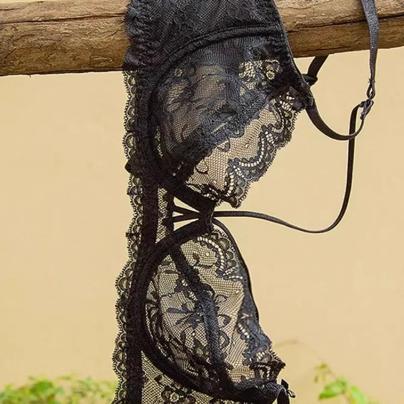 النمط الفرنسي الدانتيل مجموعة الملابس الداخلية النساء رقيقة جدا انقطاع الصدرية وBralette، كبير الصدر دعم الرغبة النقية جميع الفصول الراحة MOYISU #2