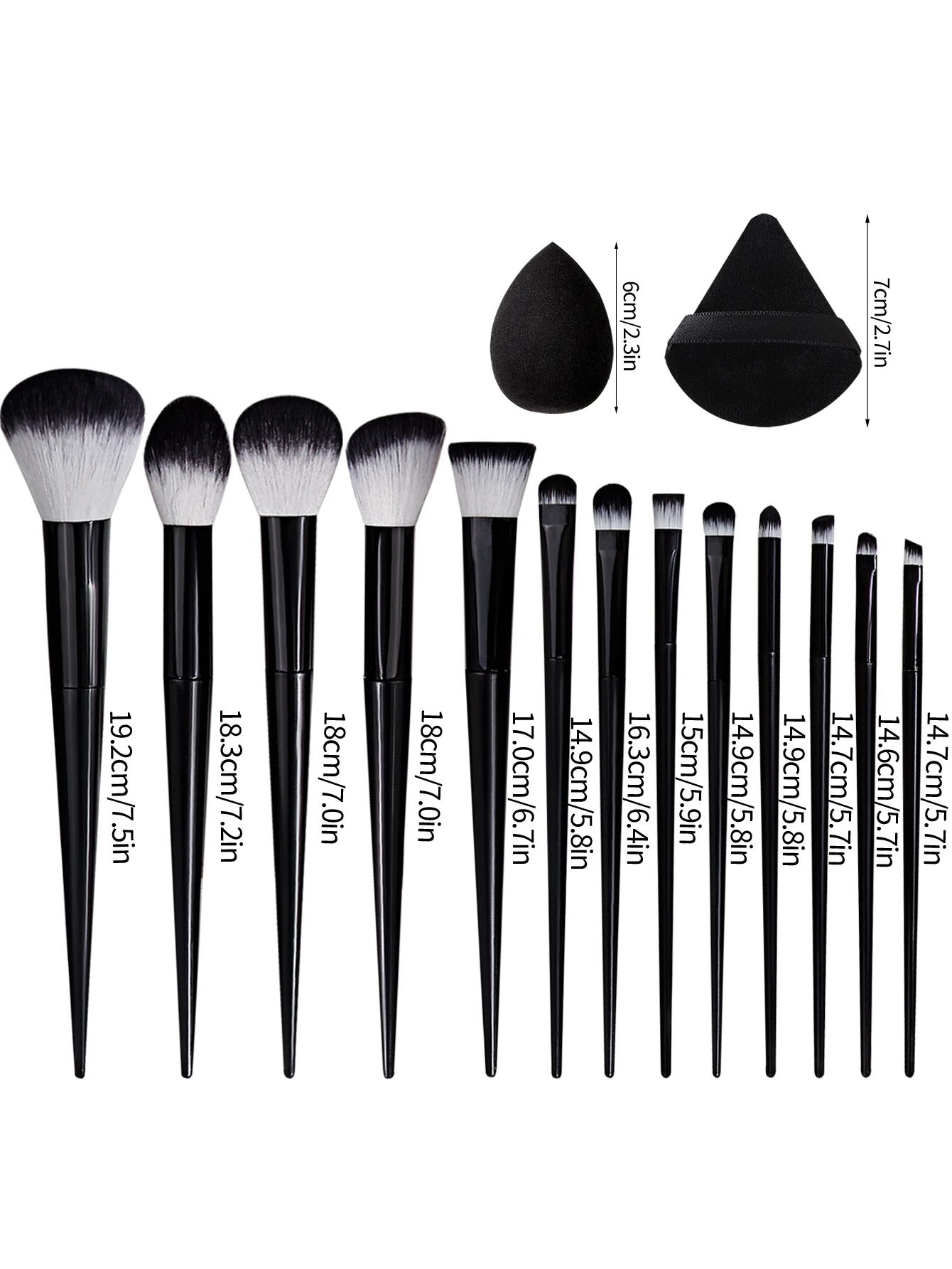 19 STKS Professionele setcombinatie: 13 multifunctionele make-upborstelset + 6 zachte en niet-plakkerige spons-eieren/poederwolken