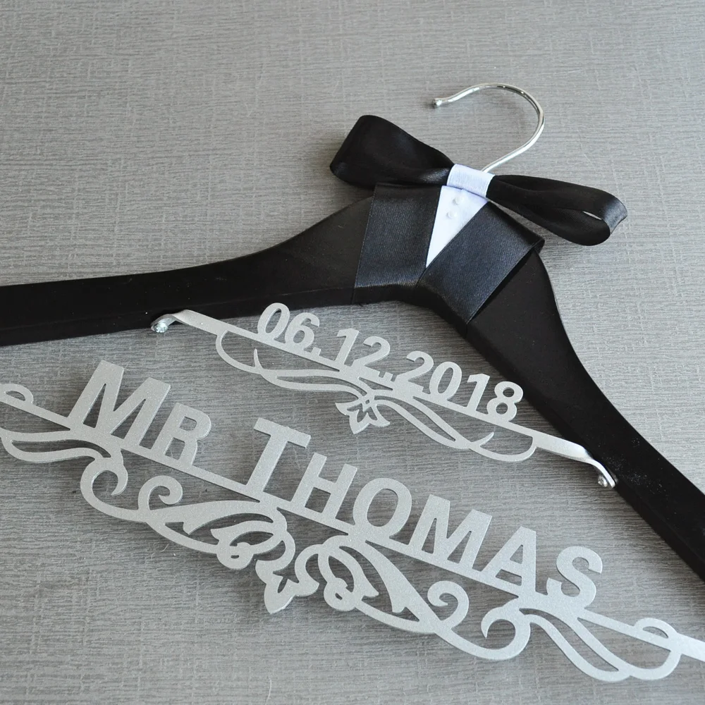 Personalized Wedding Dress Hanger, Bridal Hanger, Custom Bride and Groom, Name and Date Hanger, Wedding Gift