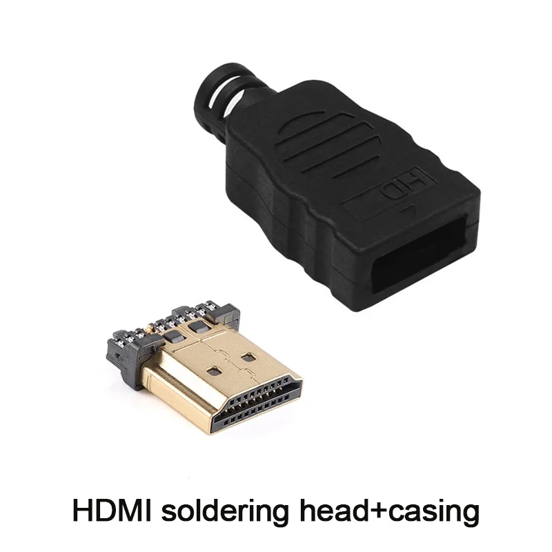

1PCS HDMI gold-plated soldered male HDMI terminal connector with plastic casing HDMI solder joint hdmi conector repair kit