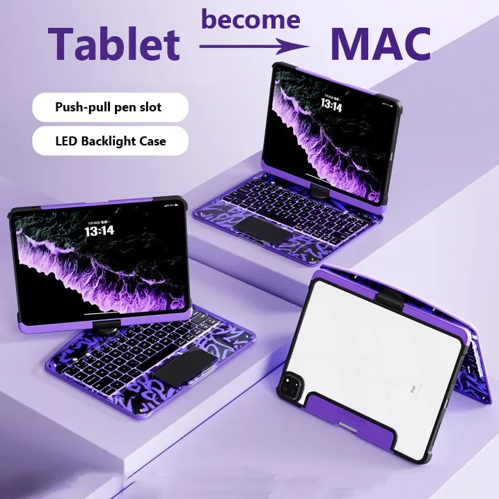 

Case with Trackpad KeyBoard for New IPad Pro 13 Inch 2025 M5 Air 13 Inch 2025 M3 2024 M2 Pro 13 2024 7th Transparent Crysta Case