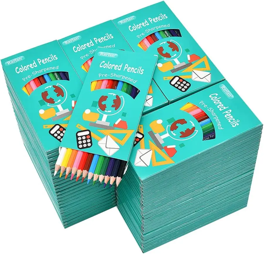 

Набор цветных карандашей для детей, предварительно заточенные, 96 штук, 12 различных цветов, оптовый набор для раскрашивания, 1152 штуки