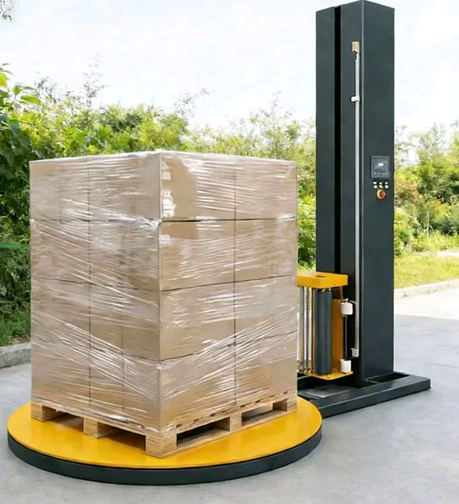 

Stretch Film Wrapper Machine Automatic Pallet Turntable Pre-Stretch Wrapping System High Efficiency for Paper and Glass
