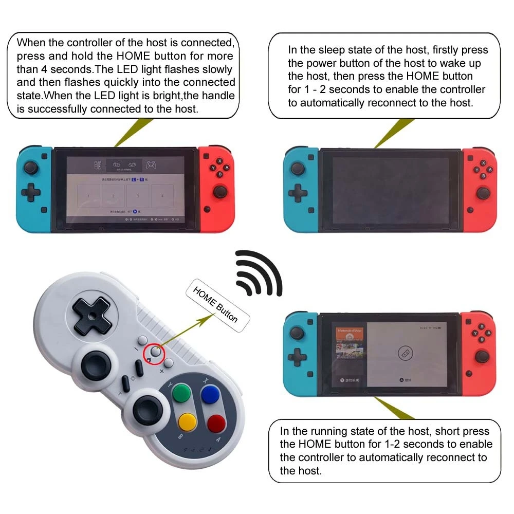 Mini Wireless Controller For Switch Lite OLED Game Console Vibration Joystick NS Gamepads Support Turbo Wake Up Six Axis Gyro