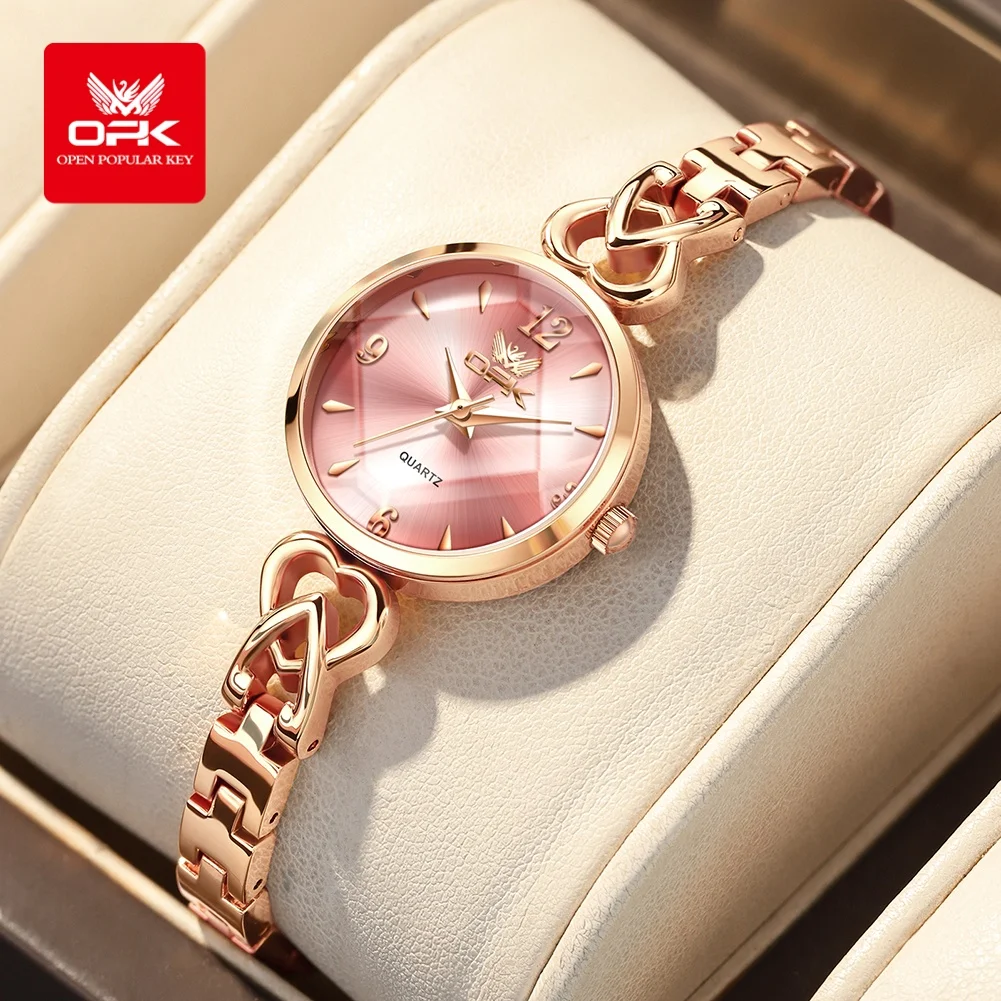relogio-feminino-original-opk-6064-elegance-com-pulseira-de-zirconia-30m-a-prova-d'Agua-luxo-leve-mostrador-pequeno-simples-e-espelho-revestido