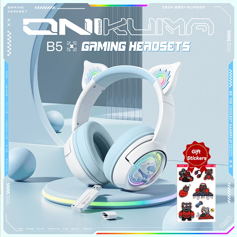 

ONIKUMA B5 Wireless Gaming Headphone With RGB Lighting HD Mic Headsets Stereo Gamer Computer Earphones Gaming Headset For PC PS5