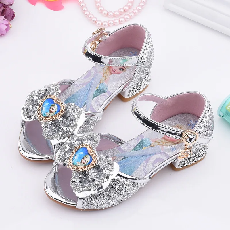 Neue Mädchen Sandalen gefroren 2 Elsa Prinzessin Schuhe kleine Mädchen Kristall Schuhe Kinder High Heels Party Laufsteg Show Schuhe