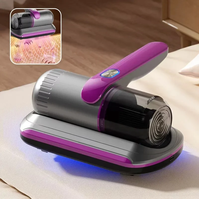 Household Handheld Mite Removal Vacuum with UV Sterilizing Lamp, High Frequency Beat Dust Mite Cleaner for Bedding Couch