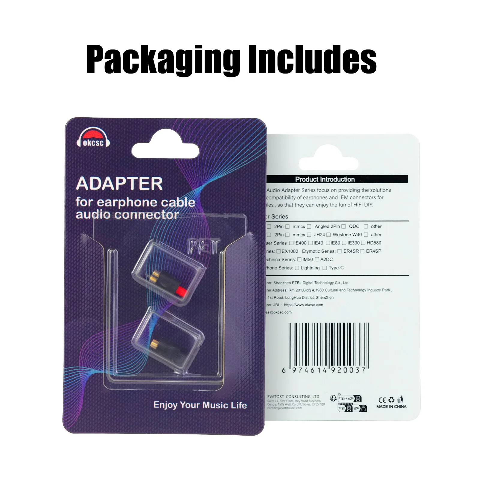 OKCSC سماعات محول QDC 2 دبوس أنثى إلى تكنيكا الصوت ذكر سماعات موصل ل AUDIO TECHNICA IM02 IM03 IM04 IM50 IM70