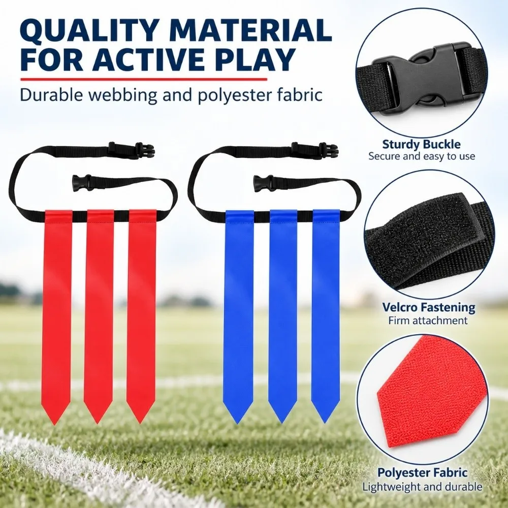 High Quality PVC American Football Waist Flag Multicolors with Storage Bag Football Belt Youth Football Waist Belt
