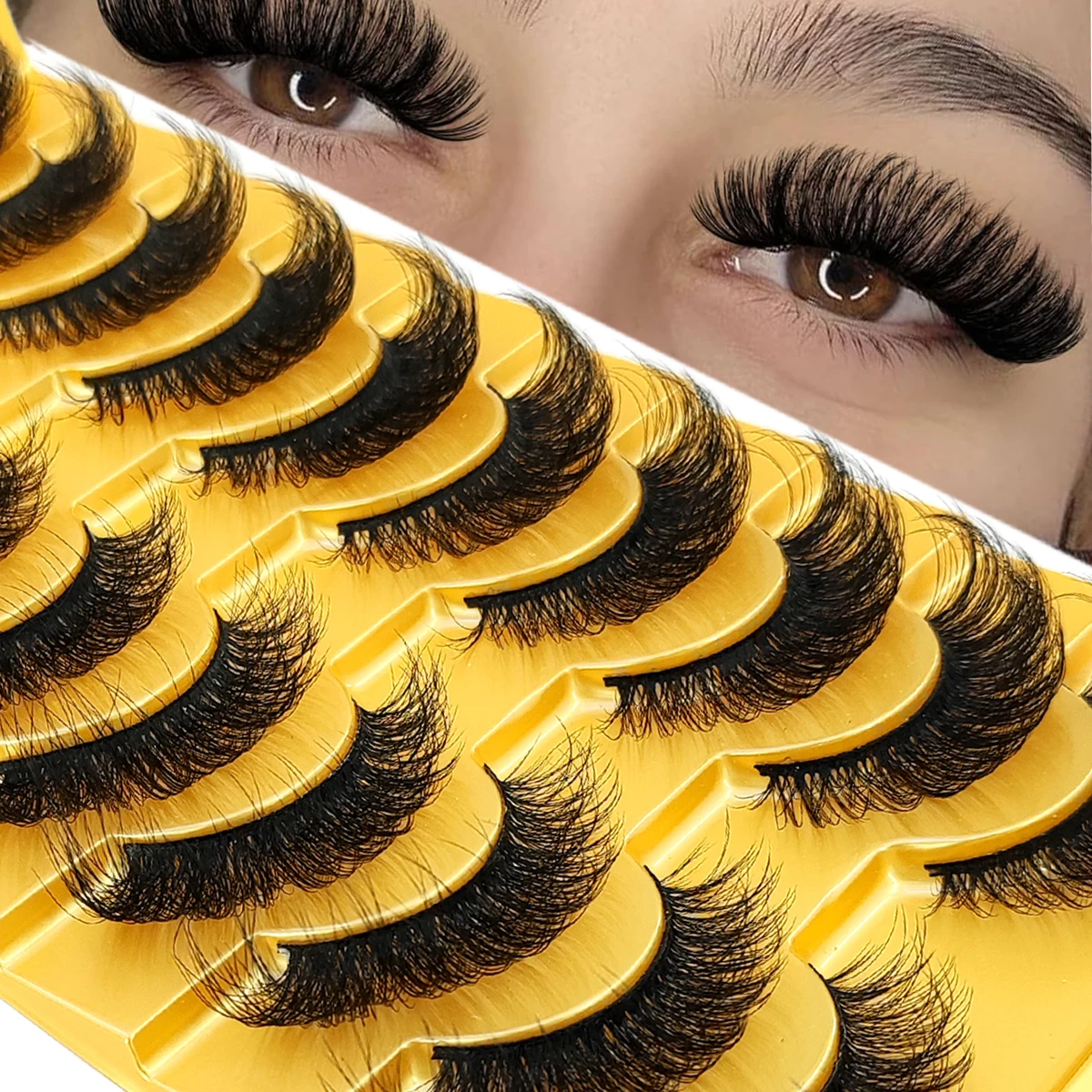 5/10 أزواج من الرموش الروسية الطبيعية رموش المنك رقيق ثلاثية الأبعاد الرموش الصناعية الروسية حجم الرموش رقيق قطاع وهمية