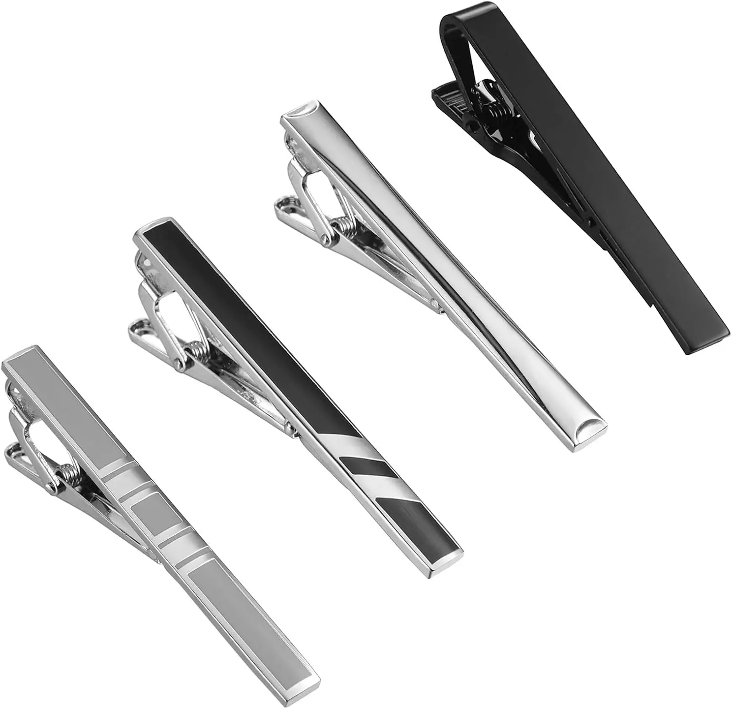 

4-Piece Tie Clip Set for Men, Regular and Skinny Ties, Wedding Business Accessories
