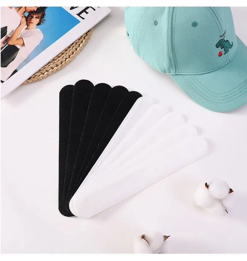 10/20/30pcs Invisible Hat Sweat Absorber Stickers Women Men Sports Anti-dirt Strips Cap Black White Tape Hat Reducer Liner Pad image 6