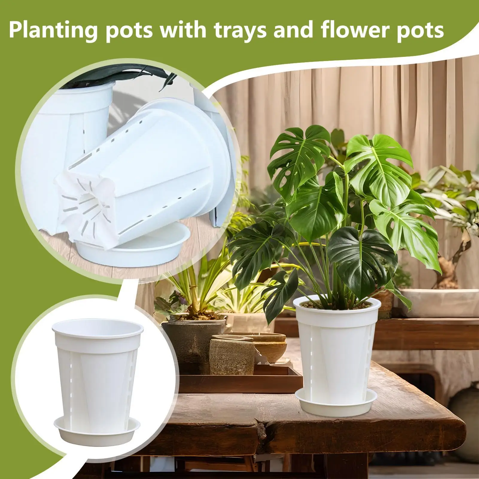 

Горшки для цветов для комнатных растений, 5-компонентные контейнеры, коробка для выращивания с подносами для наружного балкона, крыльца, окна, патио снаружи