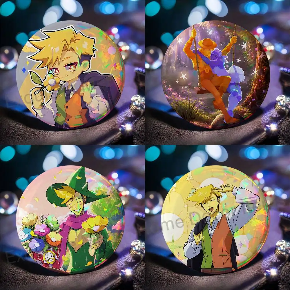 D-Deltarune Flowery Pins 58mm Cute Cartoon Badge Handmade Brooches for Backpack Accessories