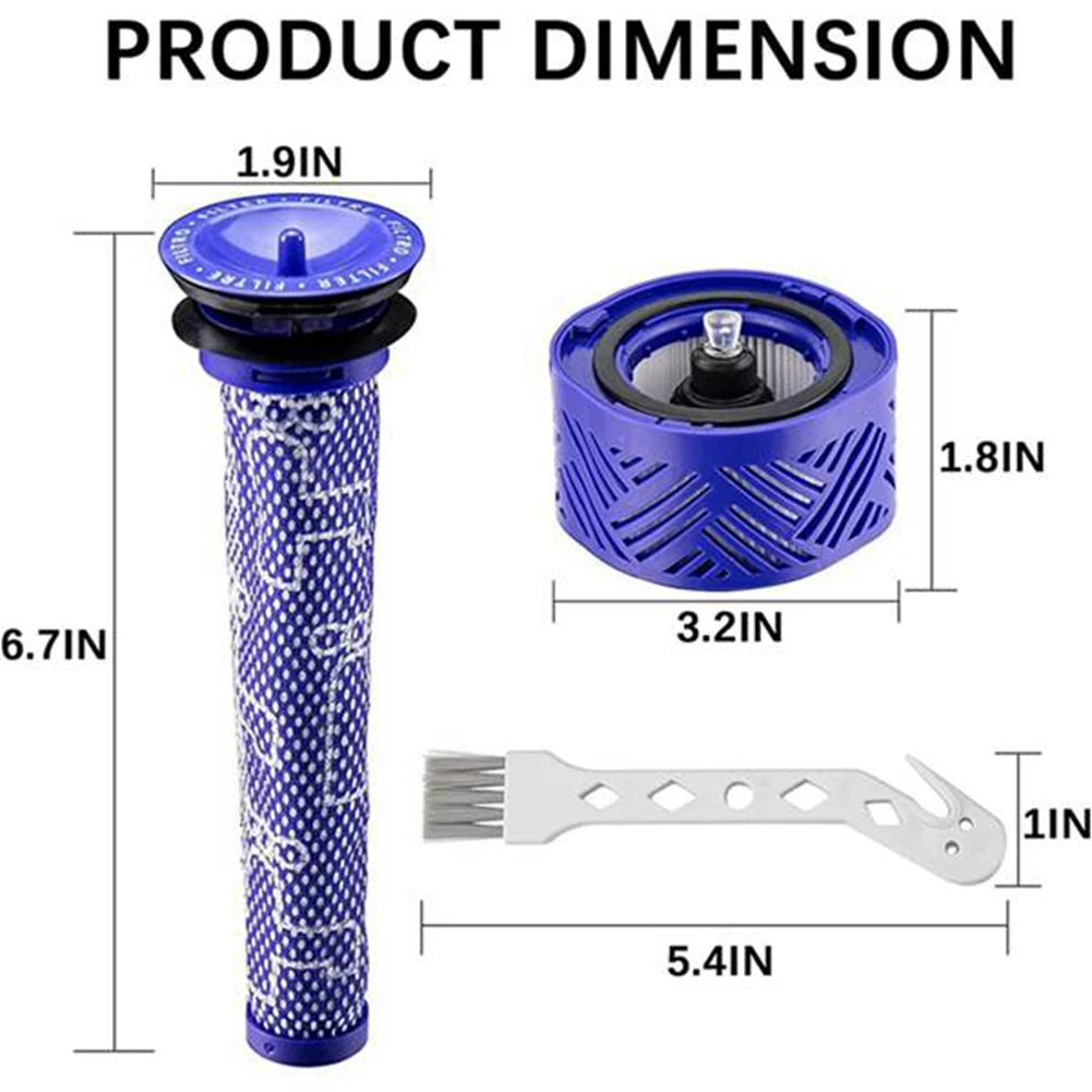 Filter Replacement for Dyson V6 Absolute Total Clean Stick Vacuum, Post and Pre Filters, Parts 966741-01 & 965661-01