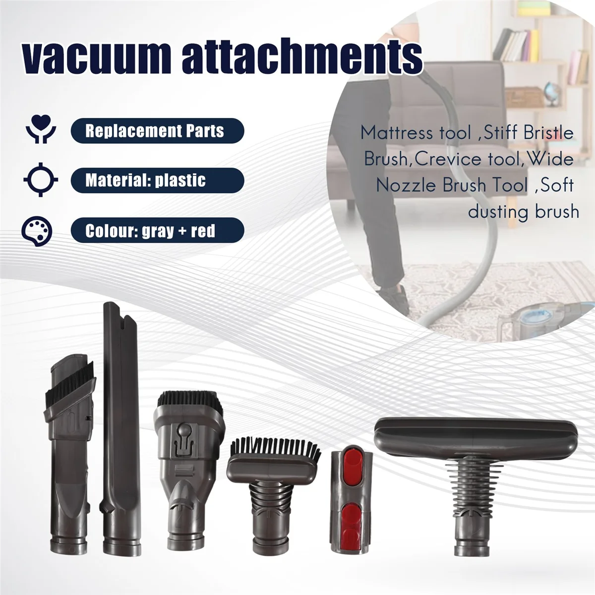 Комплект из 6 запасных частей для пылесоса Dyson V11 V10 V8 Absolute/V8 Animal/V7 V6, DC59, DC44, абсолютного беспроводного пылесоса