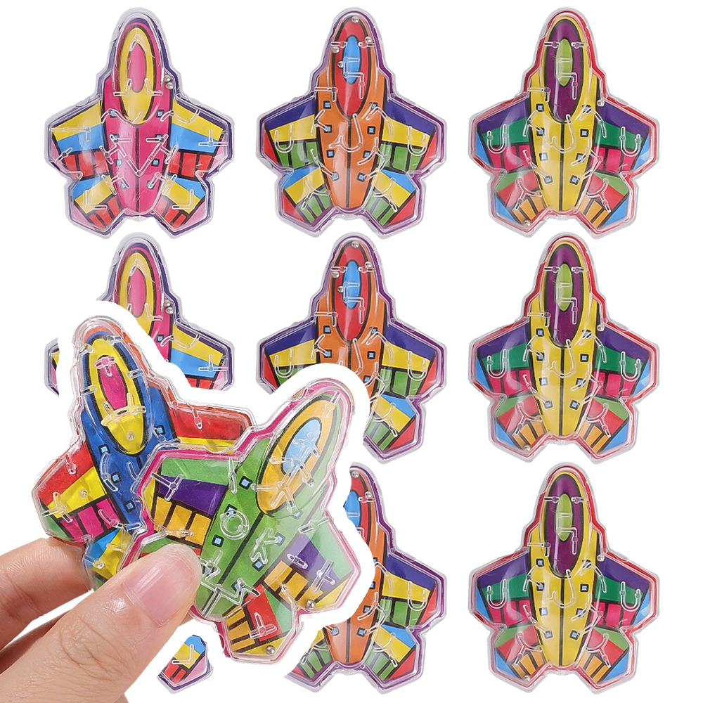 1-10pcs Creative Children Mini Rolling Ball Puzzle Airplane Maze Game Boards Kids Early Educational Toys Portable Retro Puzzle