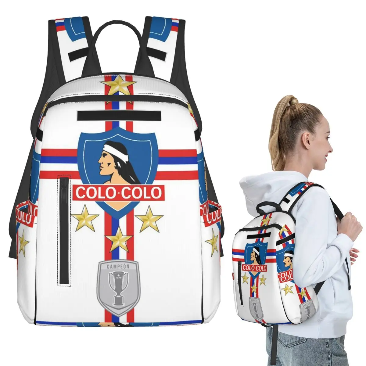 Golden Colo-Colo Campeon DE Chile (4) Backpack Student BookBag Boys Girls School Bag Computer Shoulder Bags Men Women