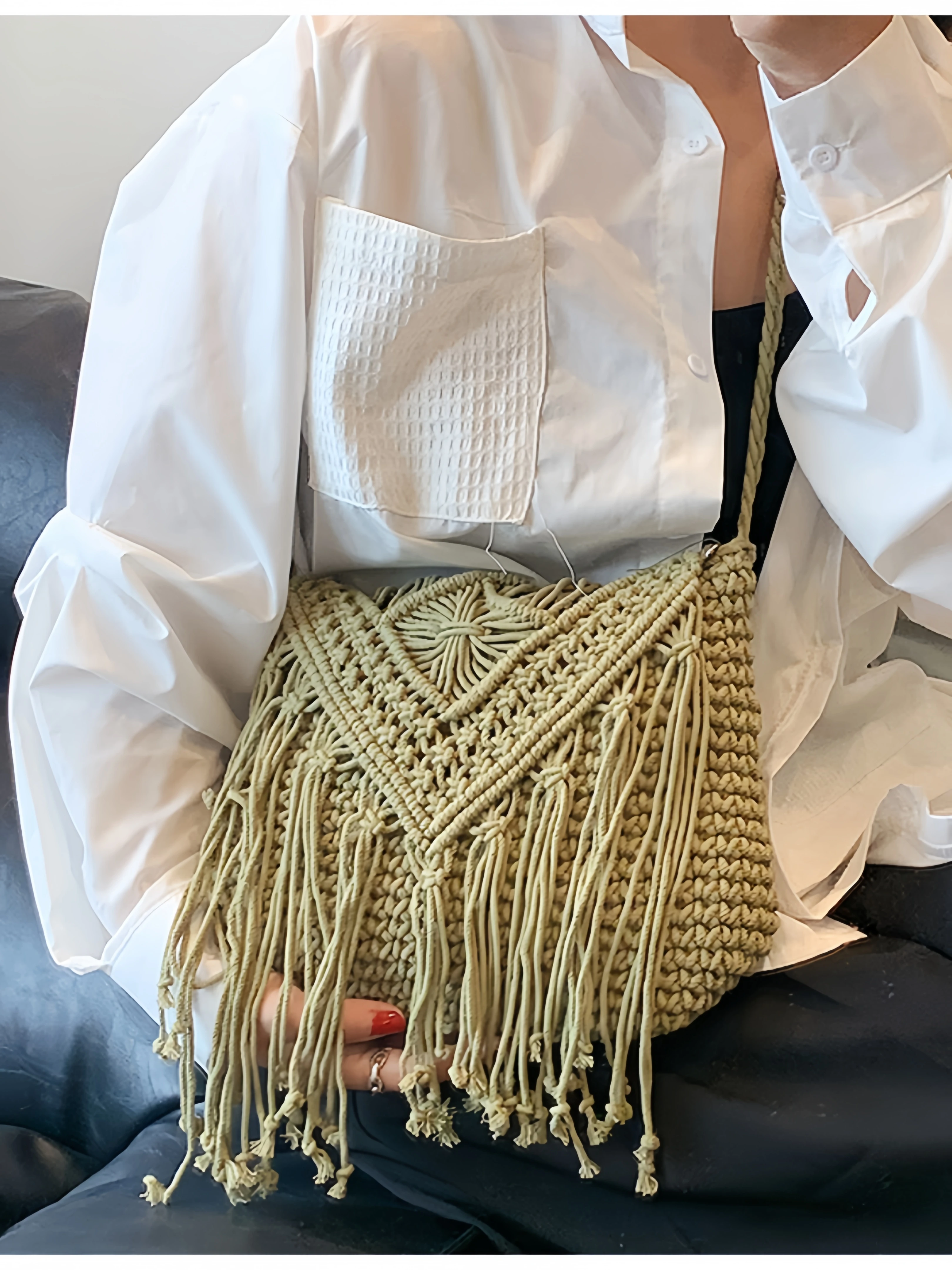 

Women's Travel Summer Tassels Crossbody Bag Ethnic Bohemia Backpack Fashion Pedestrianism Shoulder Bag Fringe Decor Crochet Bag