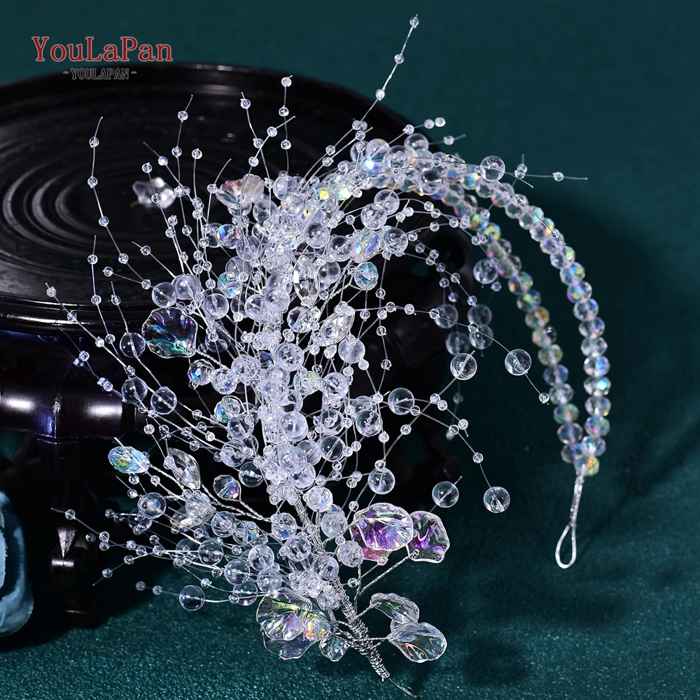 

YouLaPan Wedding Bridal Headband Crystal Hair Band Handmade Headwear Luxury Hair Jewelry Tiara Beautiful Bride Headdress HP901