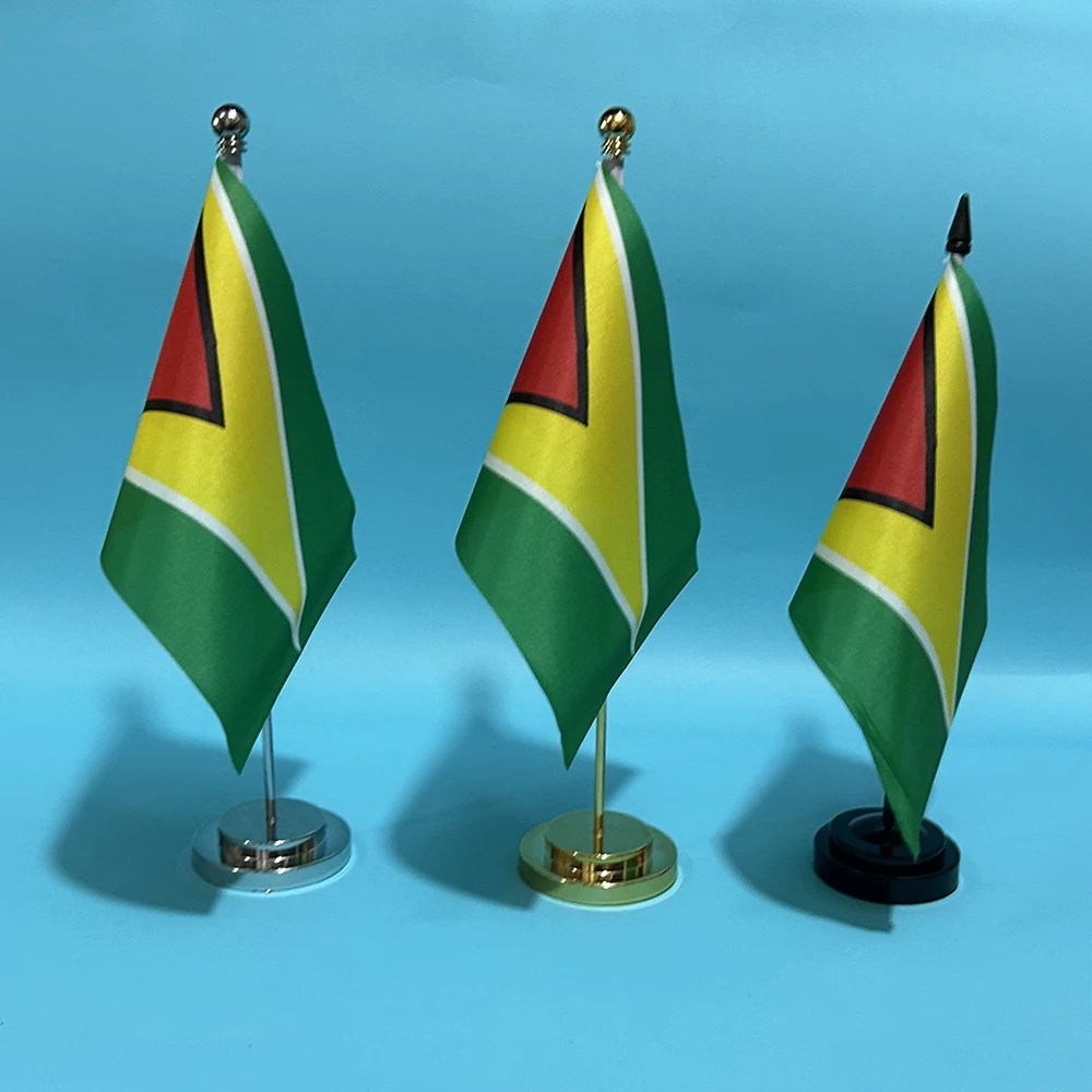 SKY FLAG Office Desk Flag of Guyana Flag 14x21cm Polyester Guyana National Flag Desk Ornaments Flags