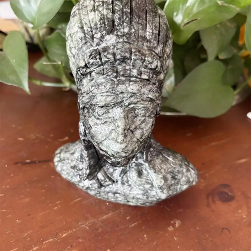 

Natural Black Quartz Lndian Statue Carving Gemstone Reiki Healing Stone Lucky Crafts Room Desk Decoration Statue Gift 1pcs