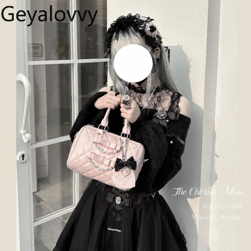 

Оригинальная серийная сумка Sweet Girl с жемчужным бантом и цепочкой, универсальная сумочка в японском стиле из искусственной кожи, косметичка для прогулок