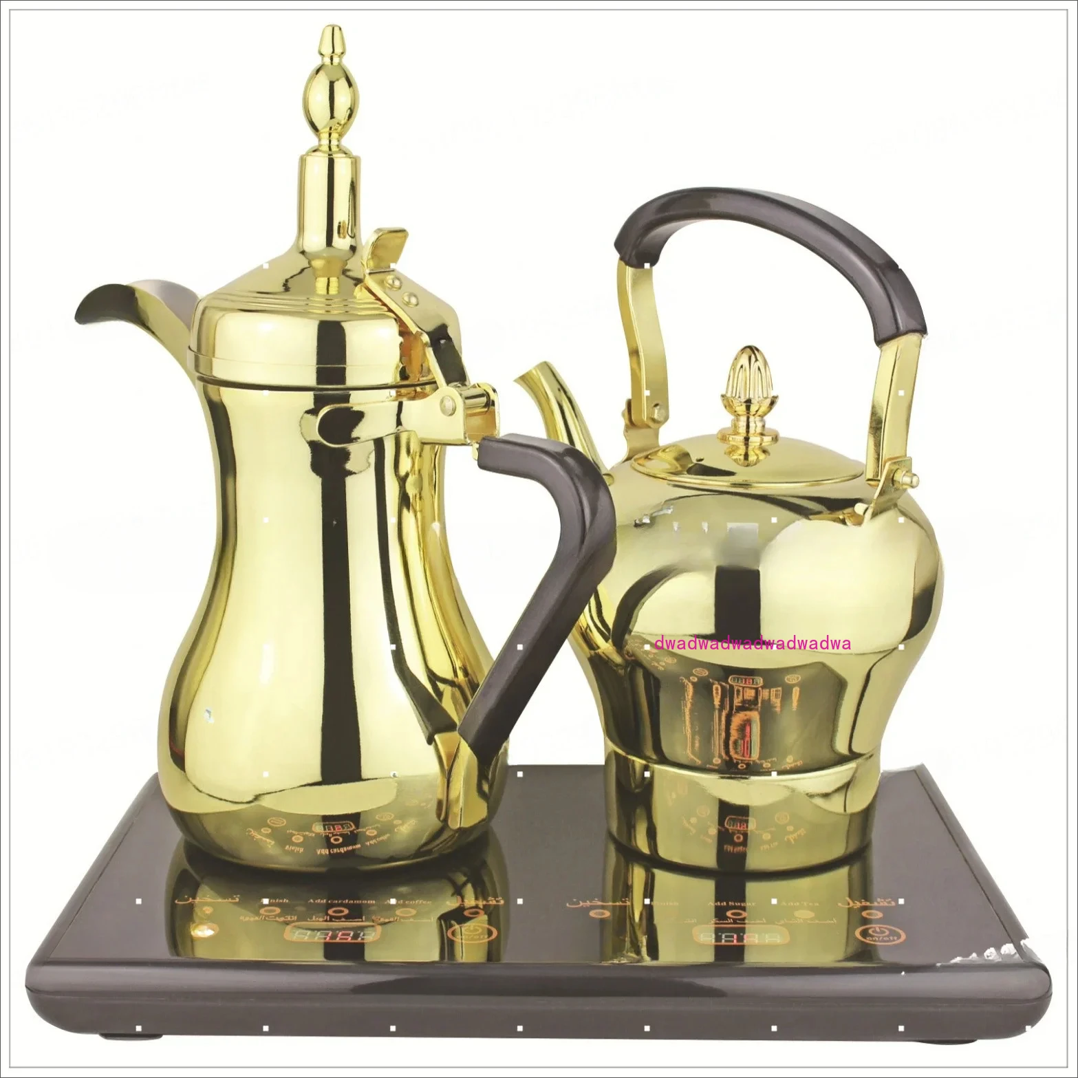 High Quality Arabian Coffee Equipment Stainless Steel Double Stove Brewing Teapot Middle East Electric Coffee Pot 1L Sharing Pot