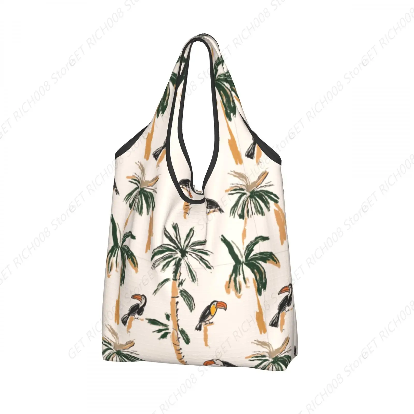 

Functional Shopping Bag Palm Leave Print Men Women Girls Shopper Eco Convenient Handbags One Size