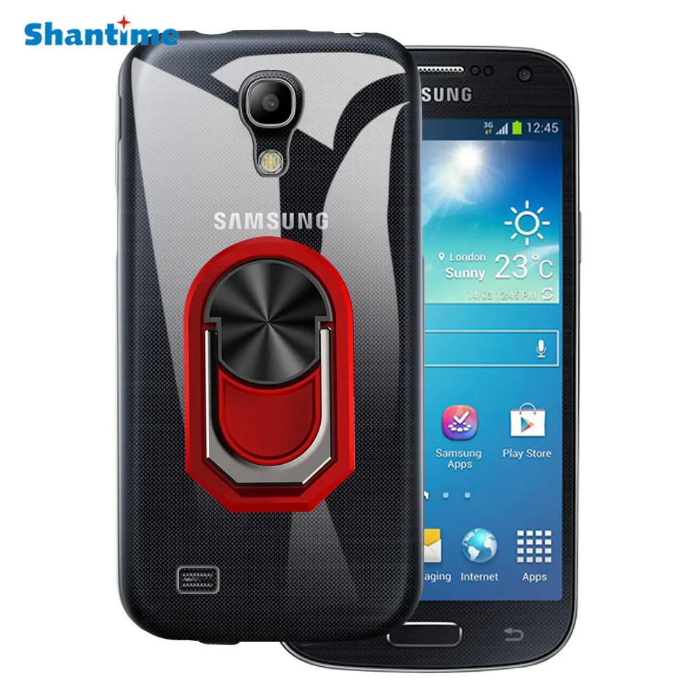 Luxury Shockproof Ring Holder For Samsung Galaxy S4 Mini Case Soft Silicone TPU Protective Holder Cover For Samsung Galaxy i9190