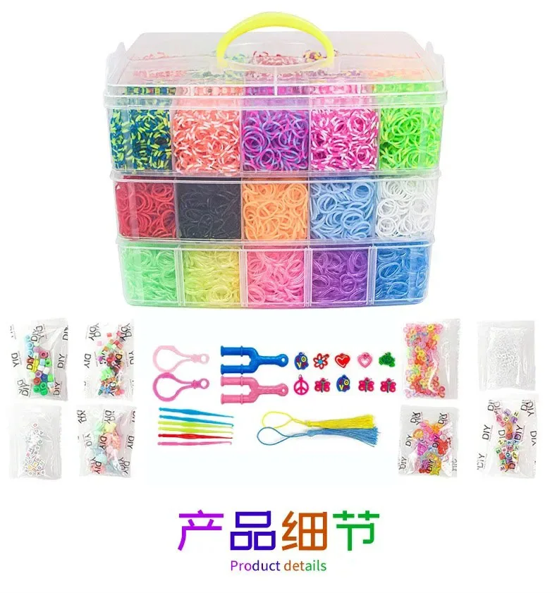 15.000 regenboog lichtgevende elastiekjes set voor kinderpuzzel DIY handgeweven rubberen band lichtgevende armband weefgetouw