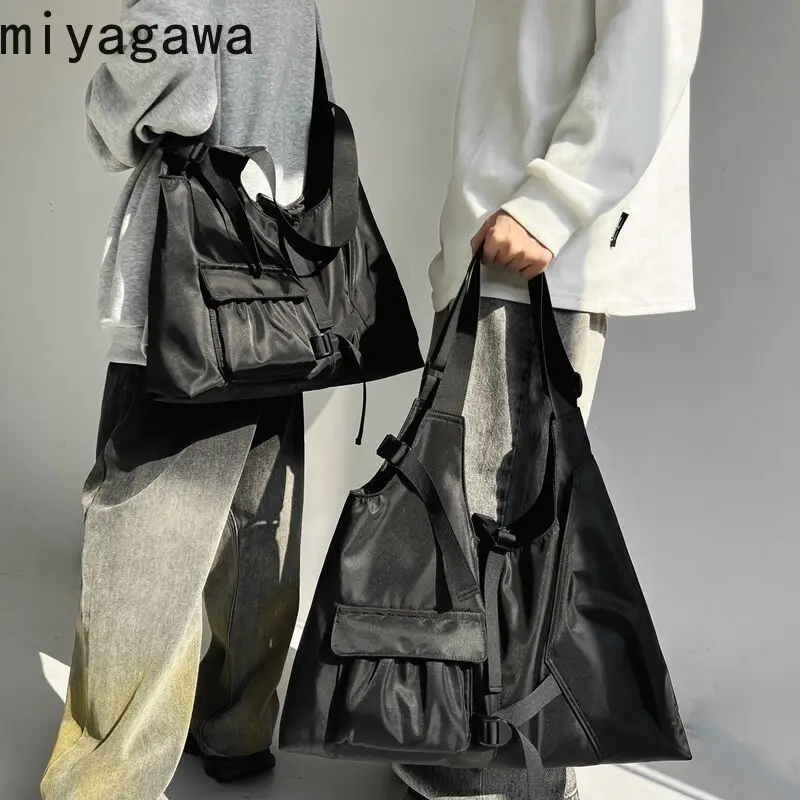 Miyagawa Large Capacity Japanese Solid Color 2023 New Fashion Casual Versatile Niche Design Student Commuting Tote Bag